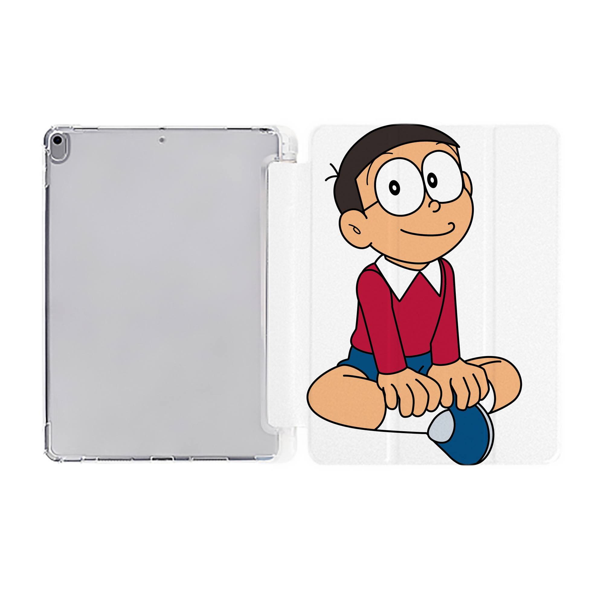 （画像用） ドラえもん 野比 のび太 Doraemon Nobita Nobi IPad ケース ペン収納付き 三つ折りスタンド PUレザー×シリコン 対応機種9.5/10.5/10.9インチ